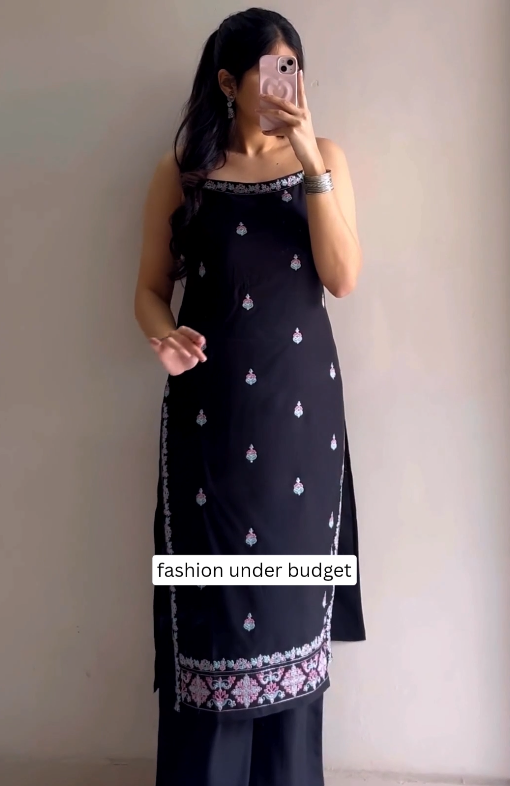 Ethereal Elegance: Sleeveless Icy Blue Kurta Set with Embroidered Motifs