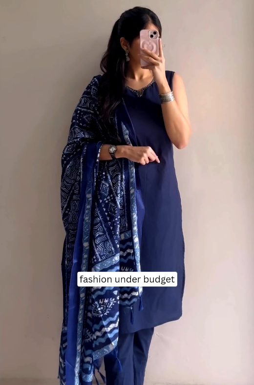 Ethereal Elegance: Sleeveless Icy Blue Kurta Set with Embroidered Motifs