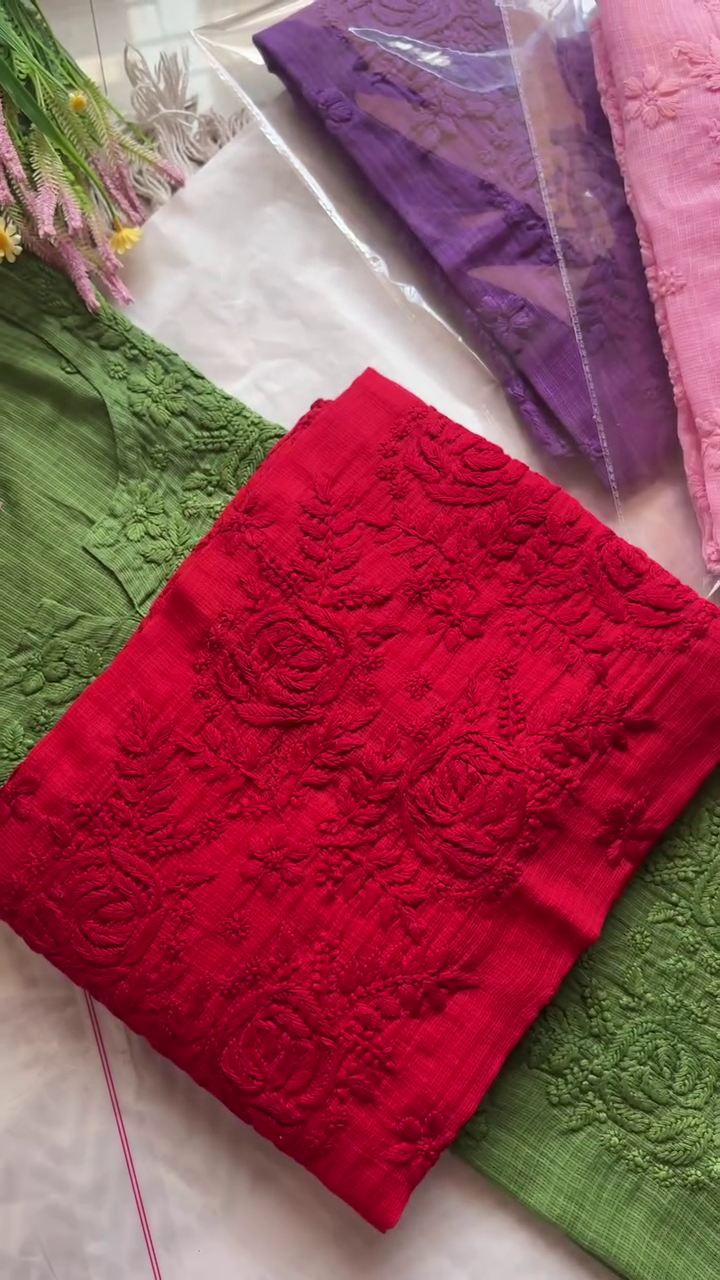 Timeless Grace: Green Chikankari Kurta Set with Intricate Hand Embroidery