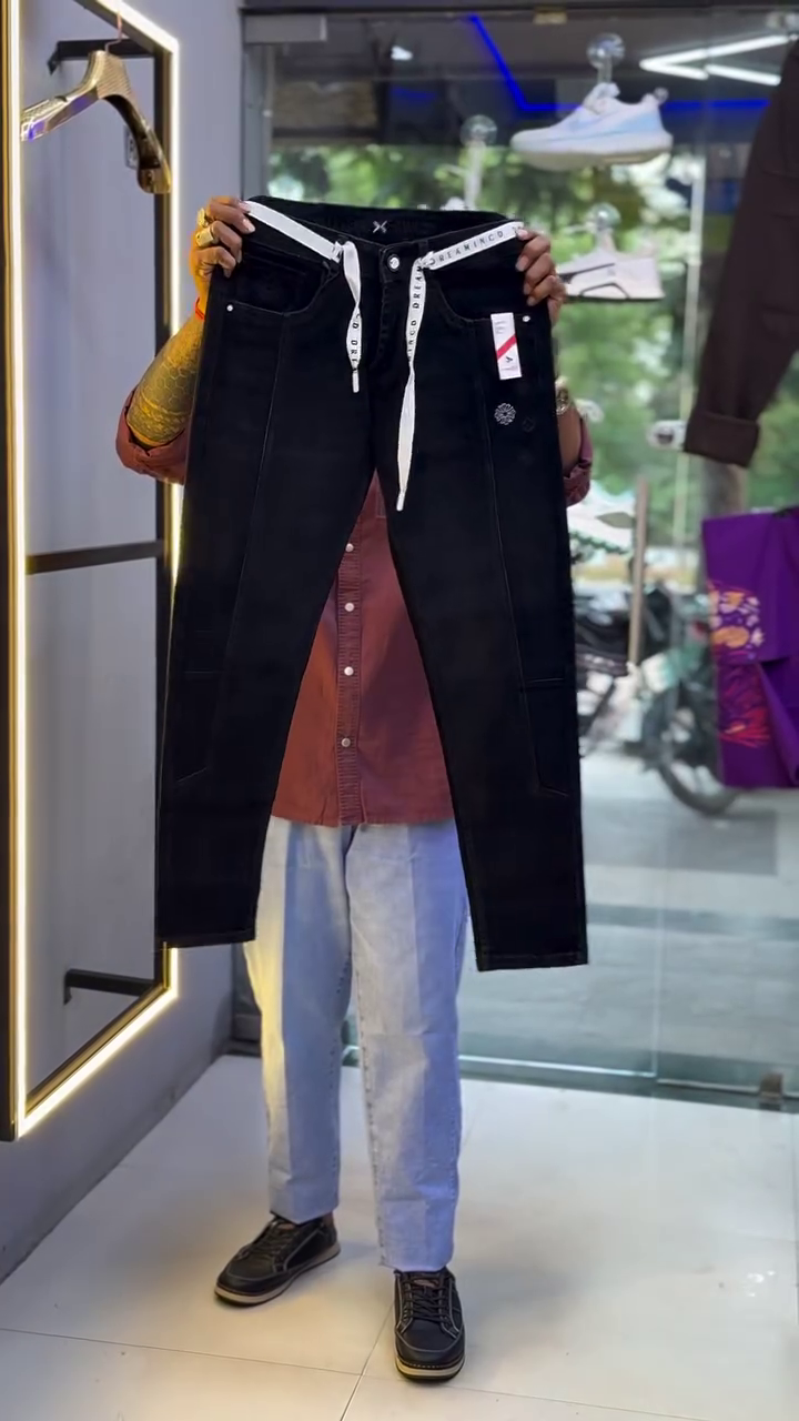 Timeless Edge: Classic Black Denim Jeans for Men