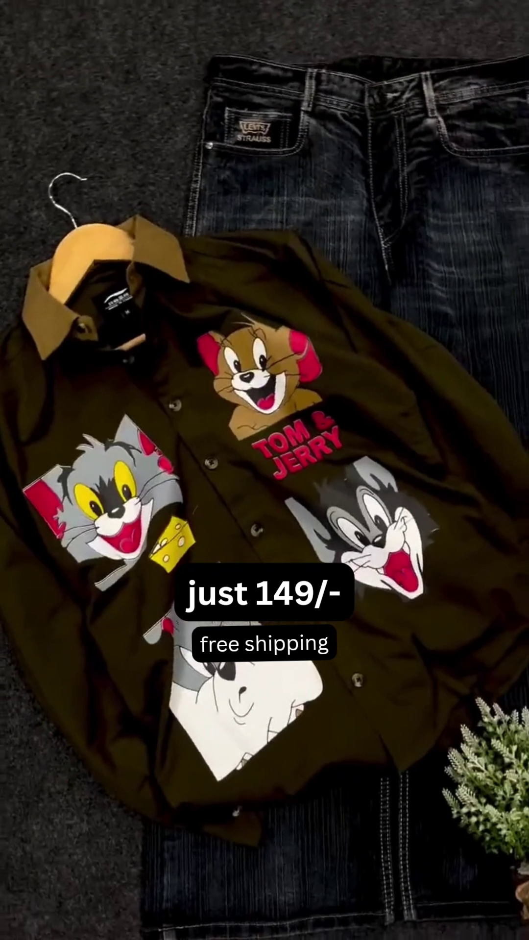 Playful Style: Tom and Jerry Printed Poly-Blend Casual Shirt