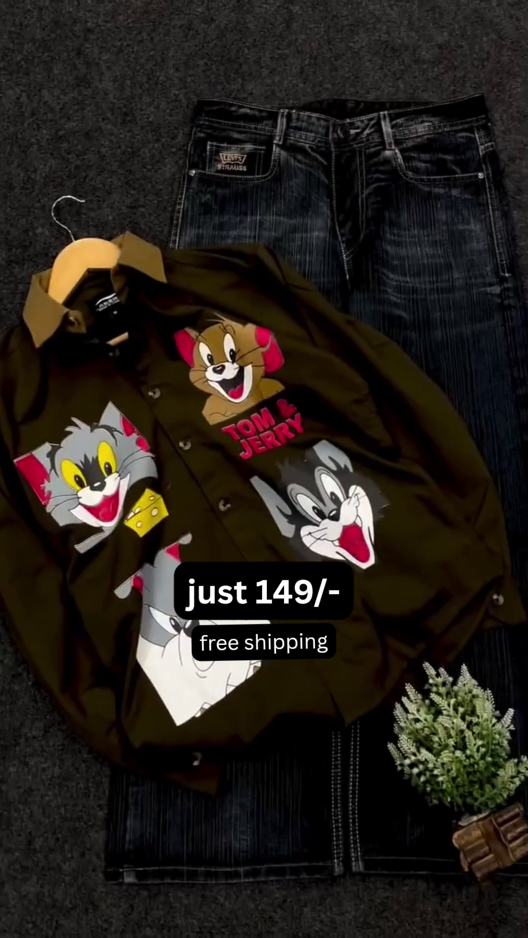 Playful Style: Tom and Jerry Printed Poly-Blend Casual Shirt