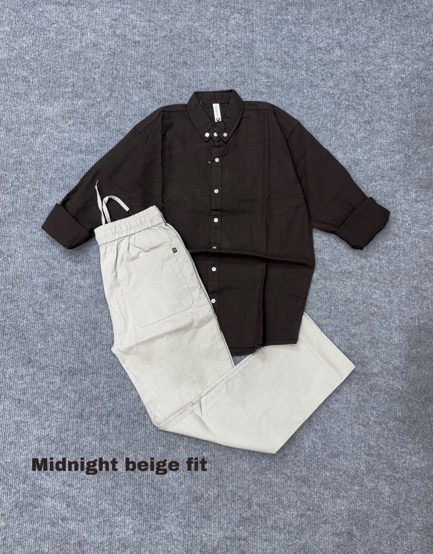 Effortless Elegance: Men’s Cocoa & Cream Linen Shirt and Trousers Set