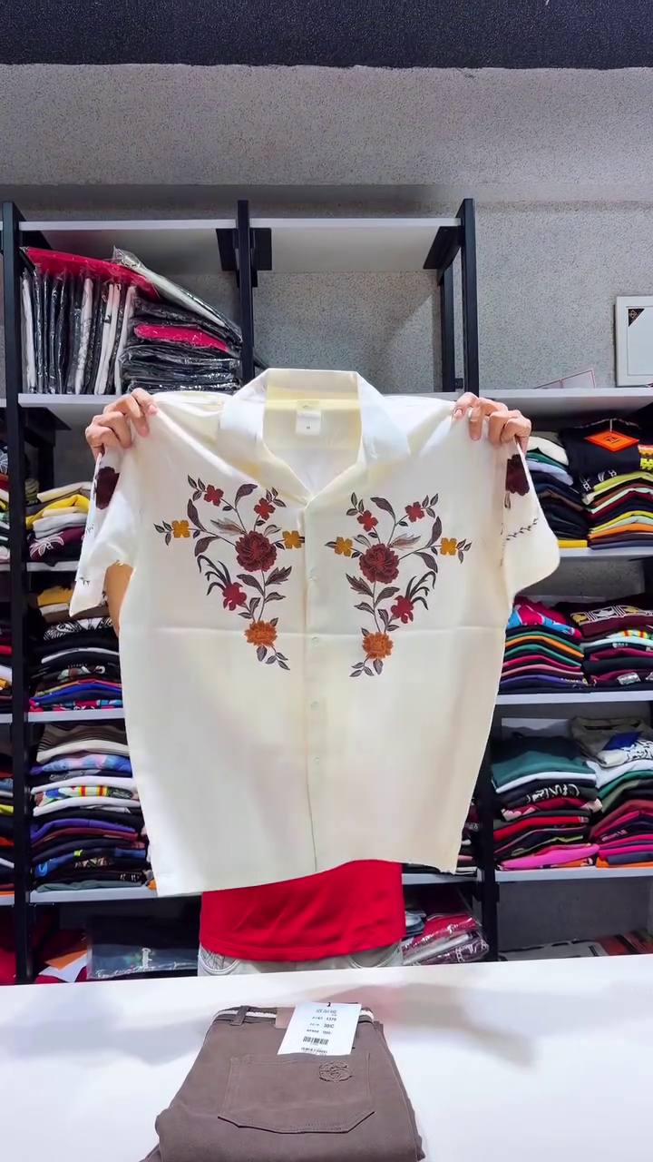 Vibrant Heritage: White Shirt with Intricate Traditional Embroidery