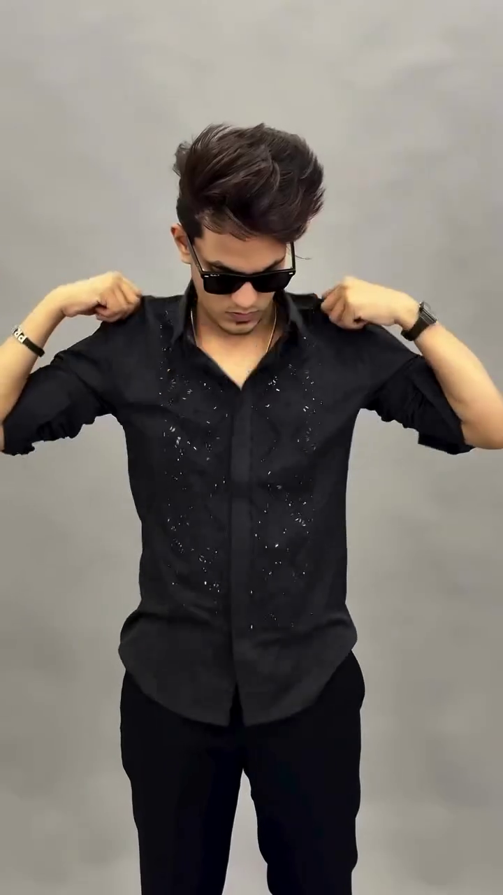 Sleek & Versatile: Classic Black Button-Up Shirt for Men