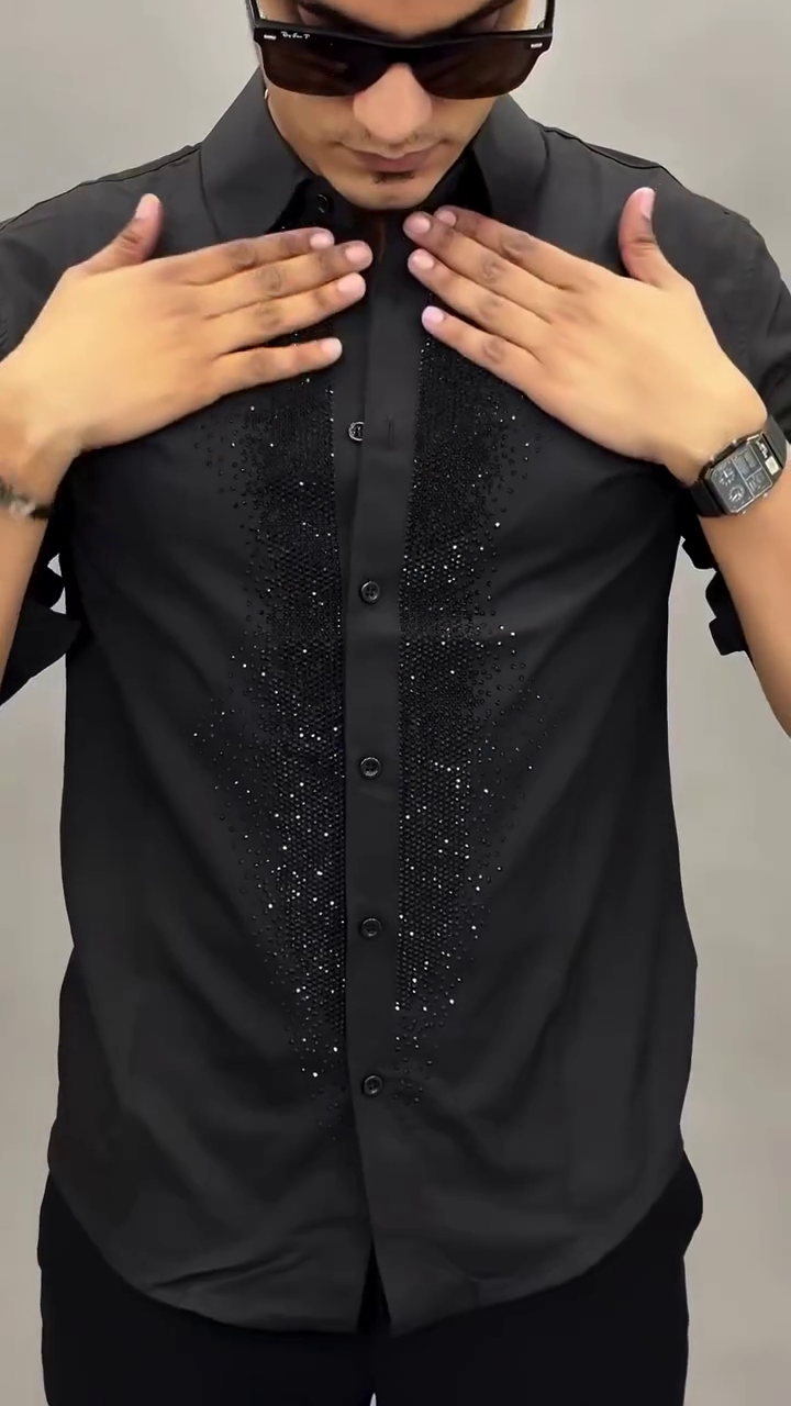 Sleek & Versatile: Classic Black Button-Up Shirt for Men