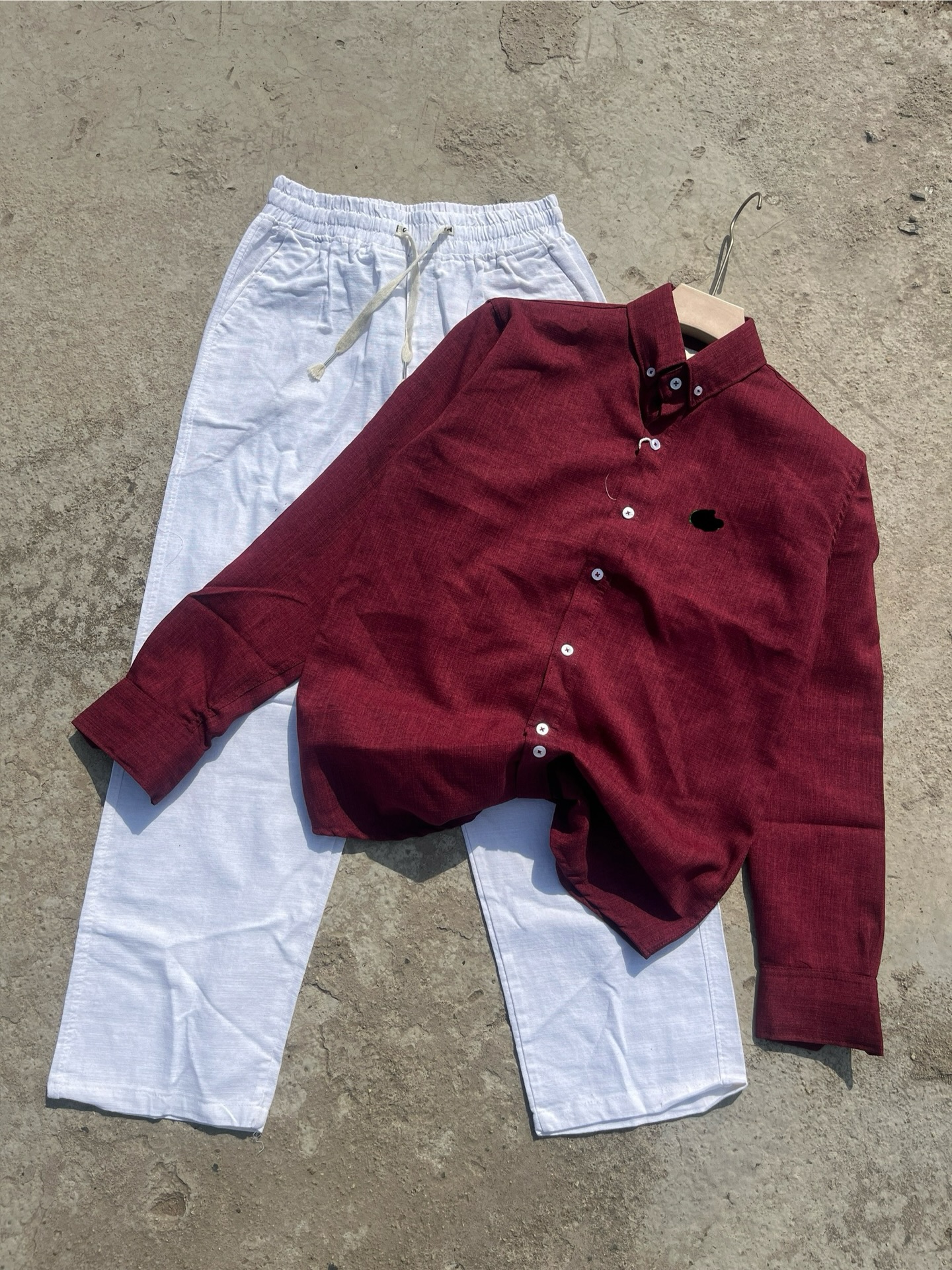 Effortless Summer Style: Men’s Pink Linen Shirt with White Linen Pants