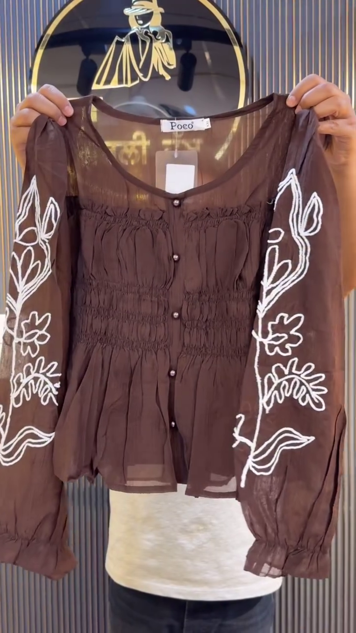 Elegant & Breezy: Women’s Brown Sheer Top