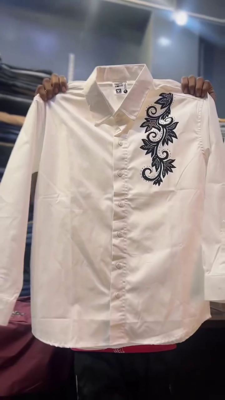 Sophisticated Evenings: Grey Embroidered Party Wear Shirt for Men