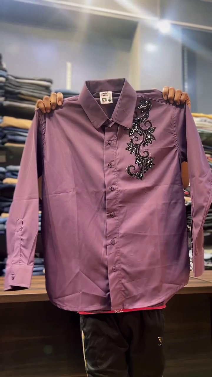 Sophisticated Evenings: Grey Embroidered Party Wear Shirt for Men