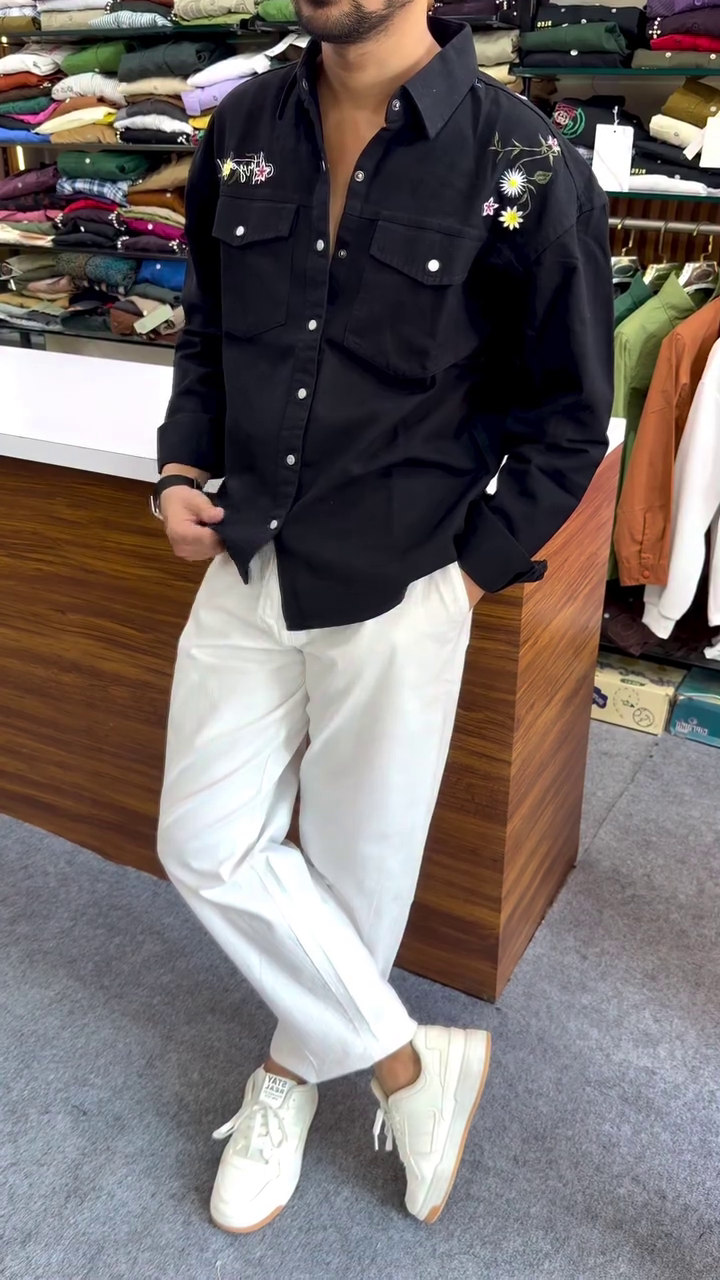 Fresh & Stylish: Indian Garage Co. Floral Embroidered Casual Shirt