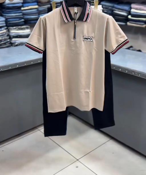 Relaxed Street Style: Down-Shoulder Men’s Polo T-Shirt Combo Set