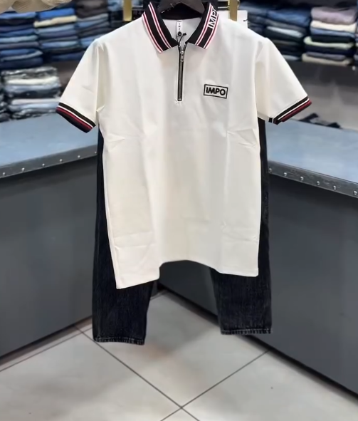 Relaxed Street Style: Down-Shoulder Men’s Polo T-Shirt Combo Set