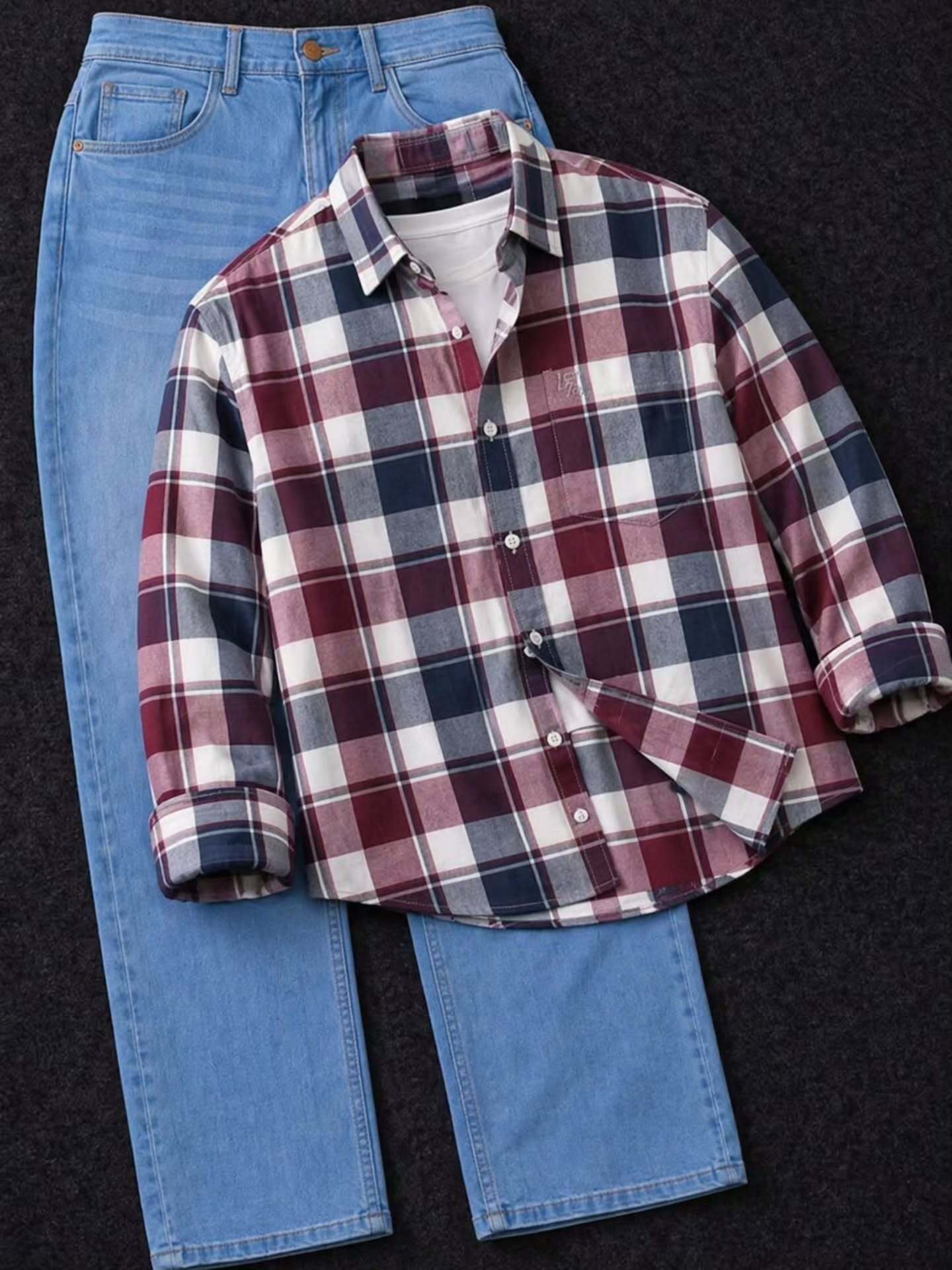 Light Blue Checked Shirt & Denim Combo at Just ₹149