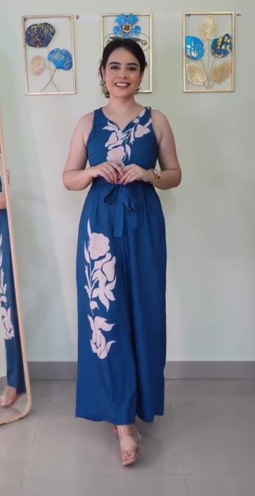 Chic Summer Essential: Navy Blue & Red Floral Jumpsuit at Just ₹149