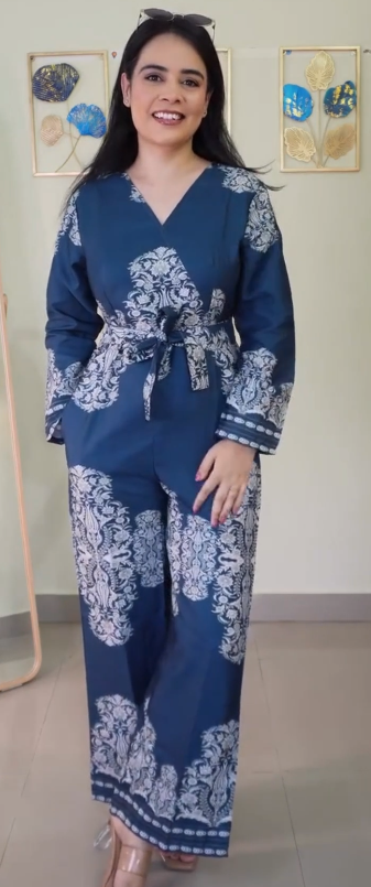 Chic Summer Essential: Navy Blue & Red Floral Jumpsuit at Just ₹149