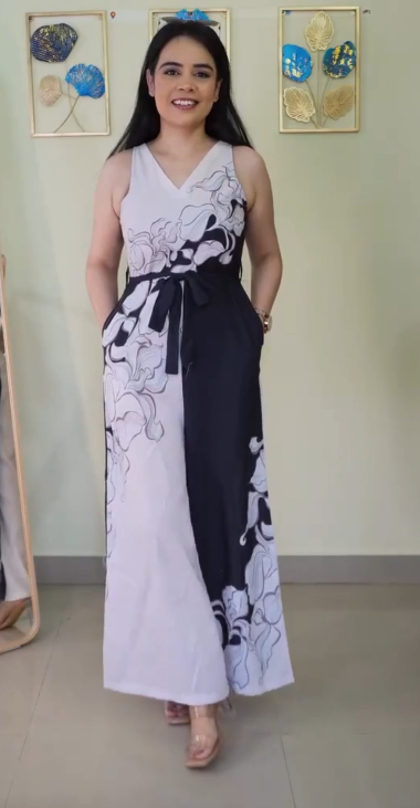 Chic Summer Essential: Navy Blue & Red Floral Jumpsuit at Just ₹149