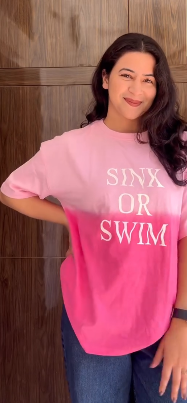 OmbreBlossom Pink Dip-Dye Graphic T-Shirt at Just ₹99