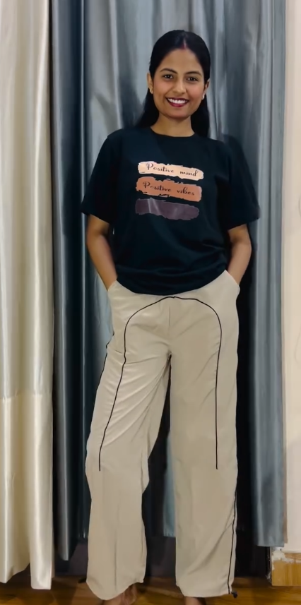 White Polo Top with Black Wide-Leg Trousers at Just ₹149