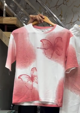 Pink and White Butterfly Print Loungewear Set at Just ₹149