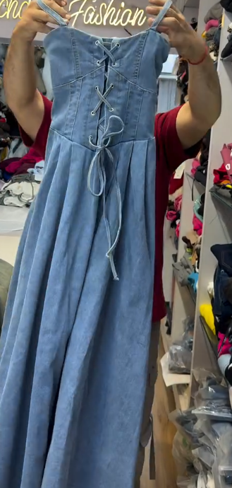 Imported Denim Corset Dress – Effortless Street Luxe