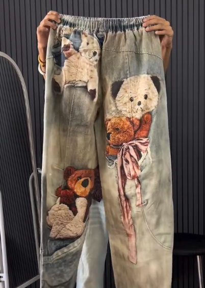 Cute Meets Cool: Korean “Travel Teddy” Graphic Trousers at Just ₹149!