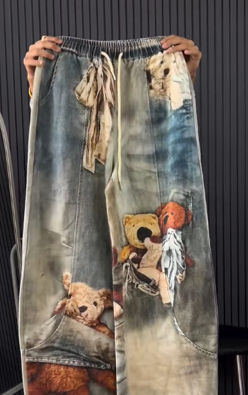 Cute Meets Cool: Korean “Travel Teddy” Graphic Trousers at Just ₹149!