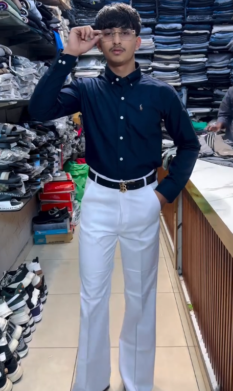 Elegant Formal Shirt with Classic Cream Trousers – The Perfect Smart Casual Look for Every Occasion