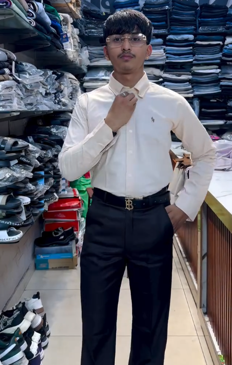 Elegant Formal Shirt with Classic Cream Trousers – The Perfect Smart Casual Look for Every Occasion