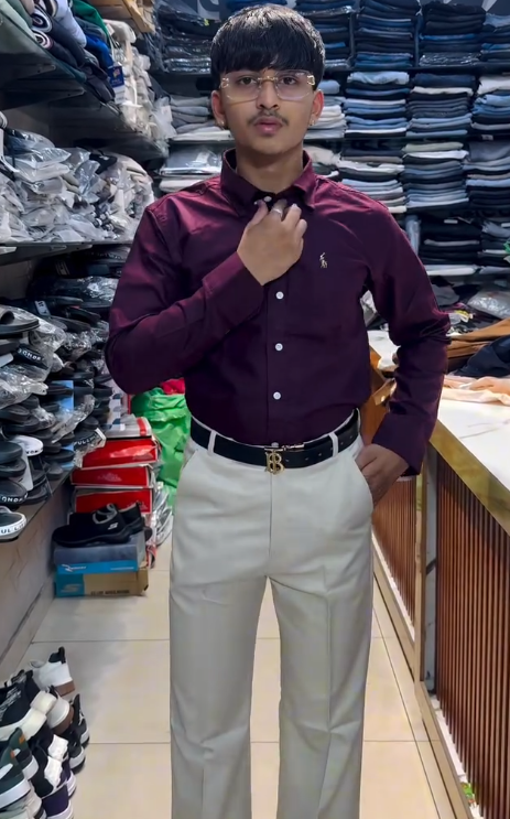 Elegant Formal Shirt with Classic Cream Trousers – The Perfect Smart Casual Look for Every Occasion