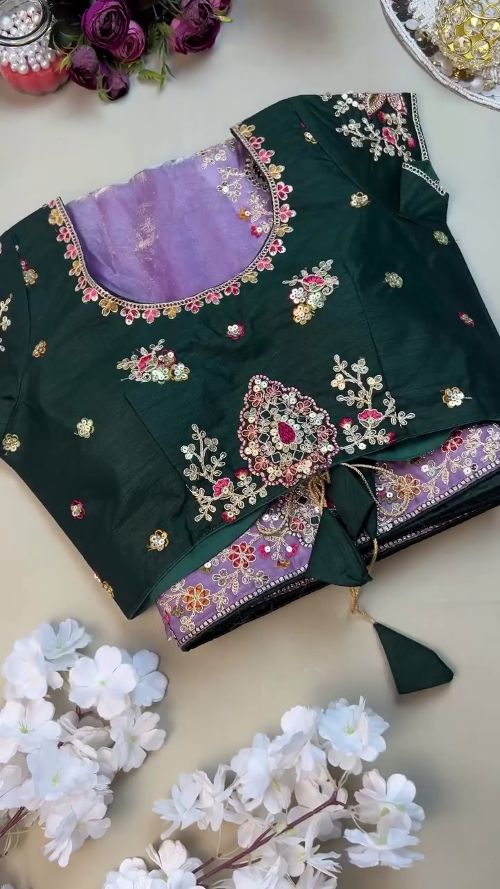 Elegant Lavender Organza Saree with Designer Embroidered Blouse