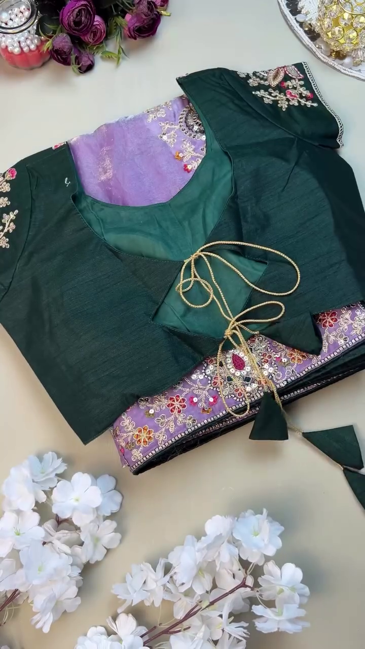 Elegant Lavender Organza Saree with Designer Embroidered Blouse