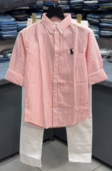 Boys Premium Striped Cotton Half Sleeve Shirt