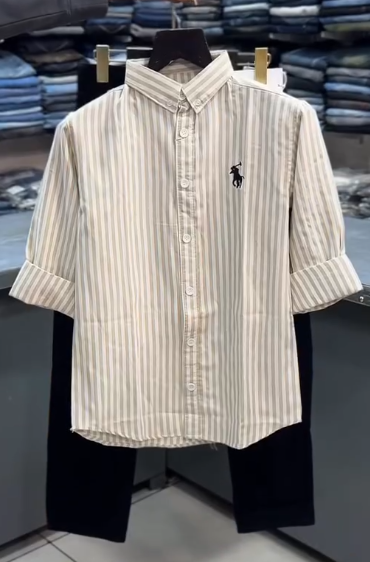 Boys Premium Striped Cotton Half Sleeve Shirt